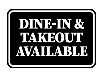 Signs ByLITA Classic Framed Dine-In And Takeout Available Door or Wall Sign Easy Installation | Office And Shop Decor | Bars And Restaurants